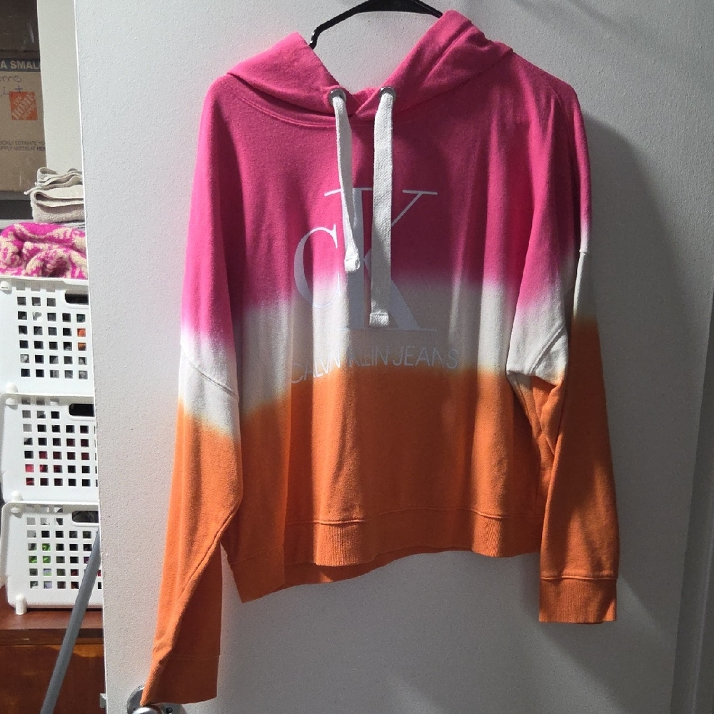 Calvin Klein Pink and Orange Gradient Hoodie